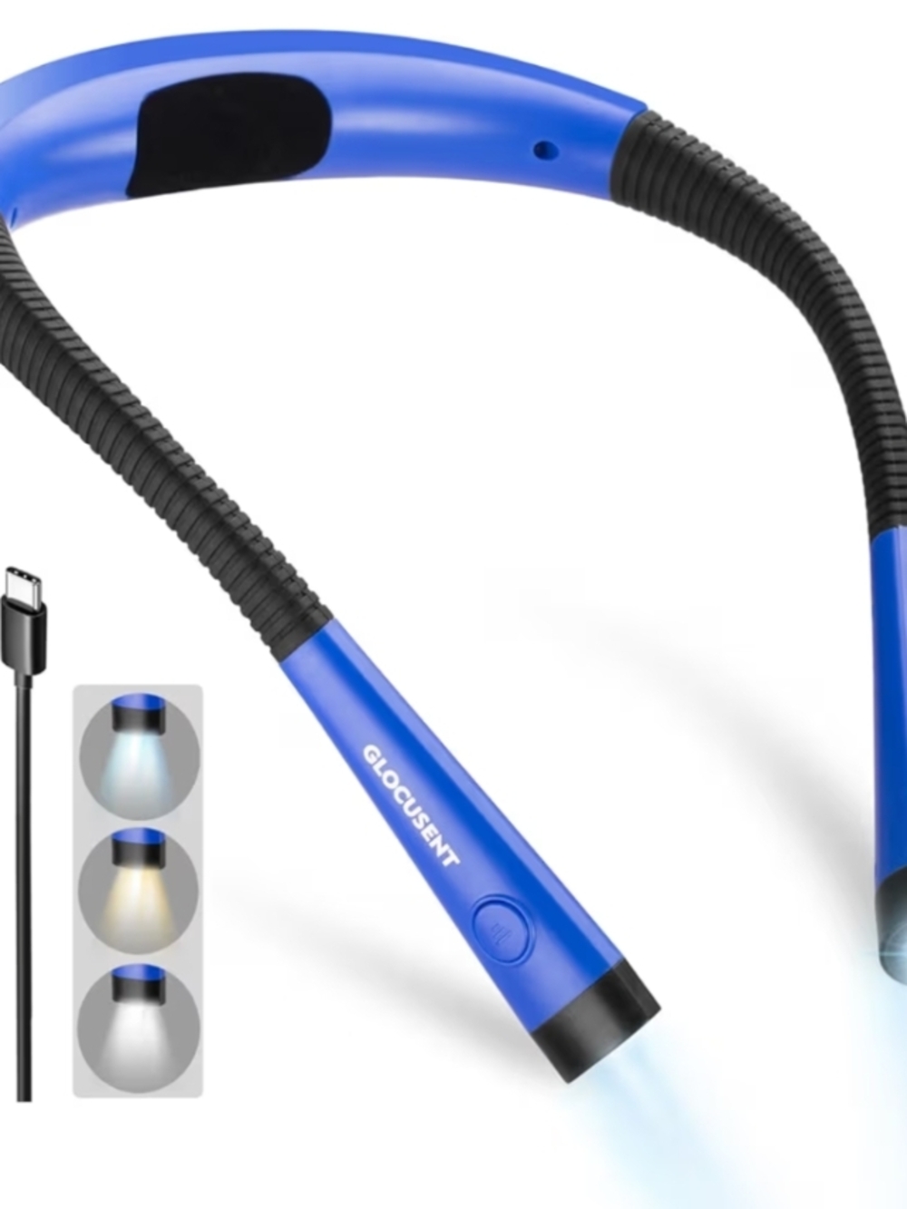 Glocusent Blue Hands-Free Neck Reading Light with Adjustable LED